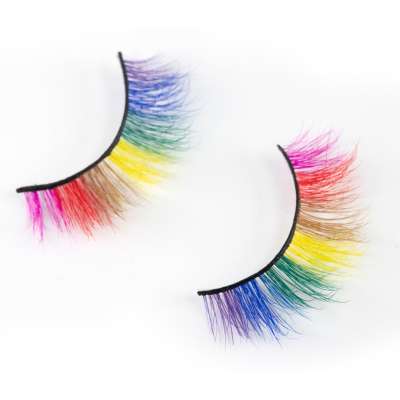 rainbow 7 colors 3D mink fur eyelashes Red orange yellow green blue violet colorful eyelash